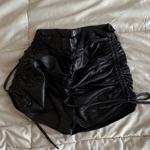 Fashion Nova Black High Waist Ruched Shorts